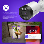 HELIX 5MP Outdoor IP Security PoE Camera, Human Detection, NDAA Compliant, IP Surveillance Bullet, 2-Way Audio, Support 256GB MicroSD, 98ft Night Color Vision, Deterrent, HLX-IP5M-B102EW-AI