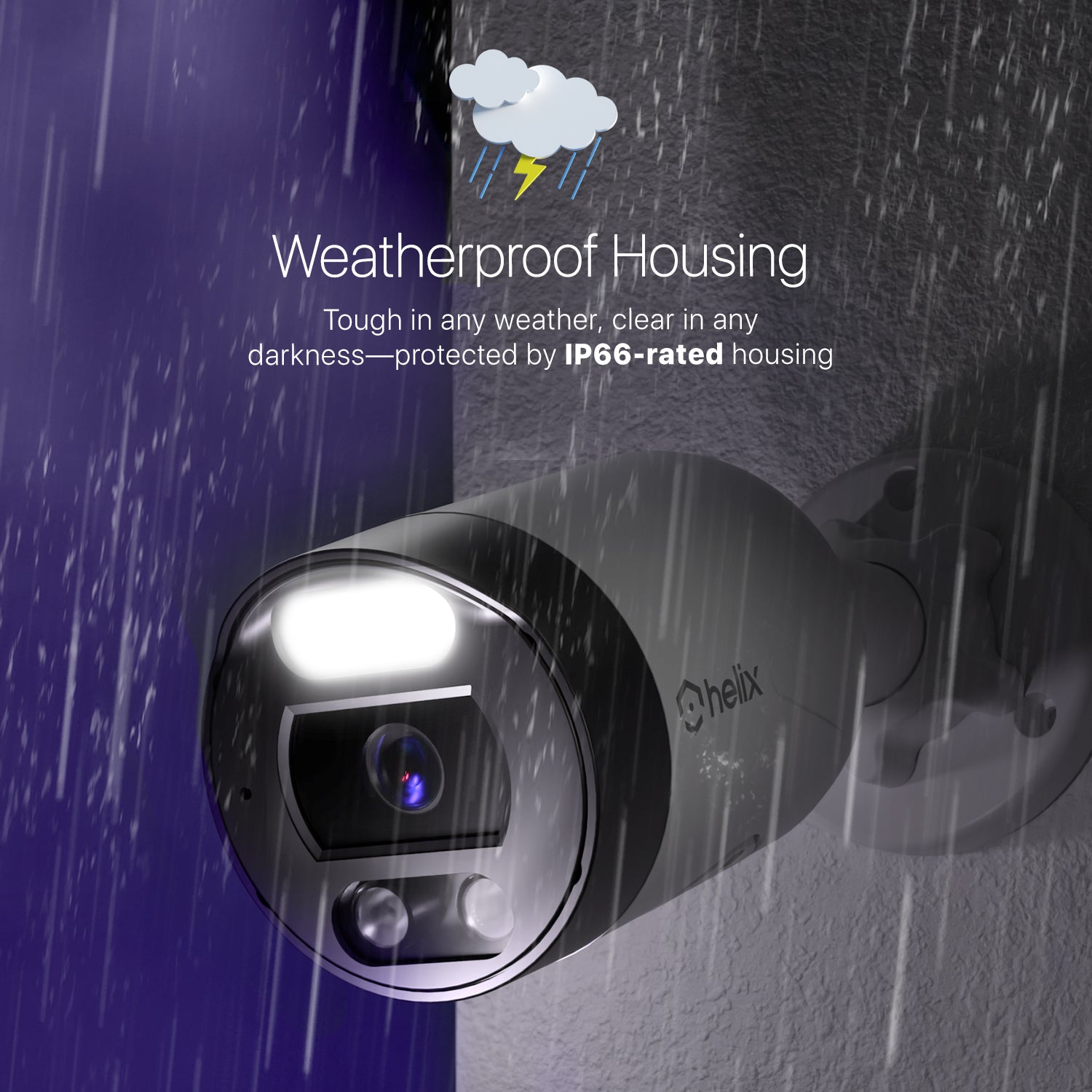 HELIX 5MP Outdoor IP Security PoE Camera, Human Detection, NDAA Compliant, IP Surveillance Bullet, 2-Way Audio, Support 256GB MicroSD, 98ft Night Color Vision, Deterrent, HLX-IP5M-B102EW-AI