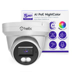 Helix 5MP Security AI IP PoE Camera, 98ft Night Color, Human Detection, NDAA Compliant, Indoor Outdoor Surveillance Turret, Built in Mic, Support 256GB MicroSD, Deterrent, HLX-IP5M-T103EW-AI