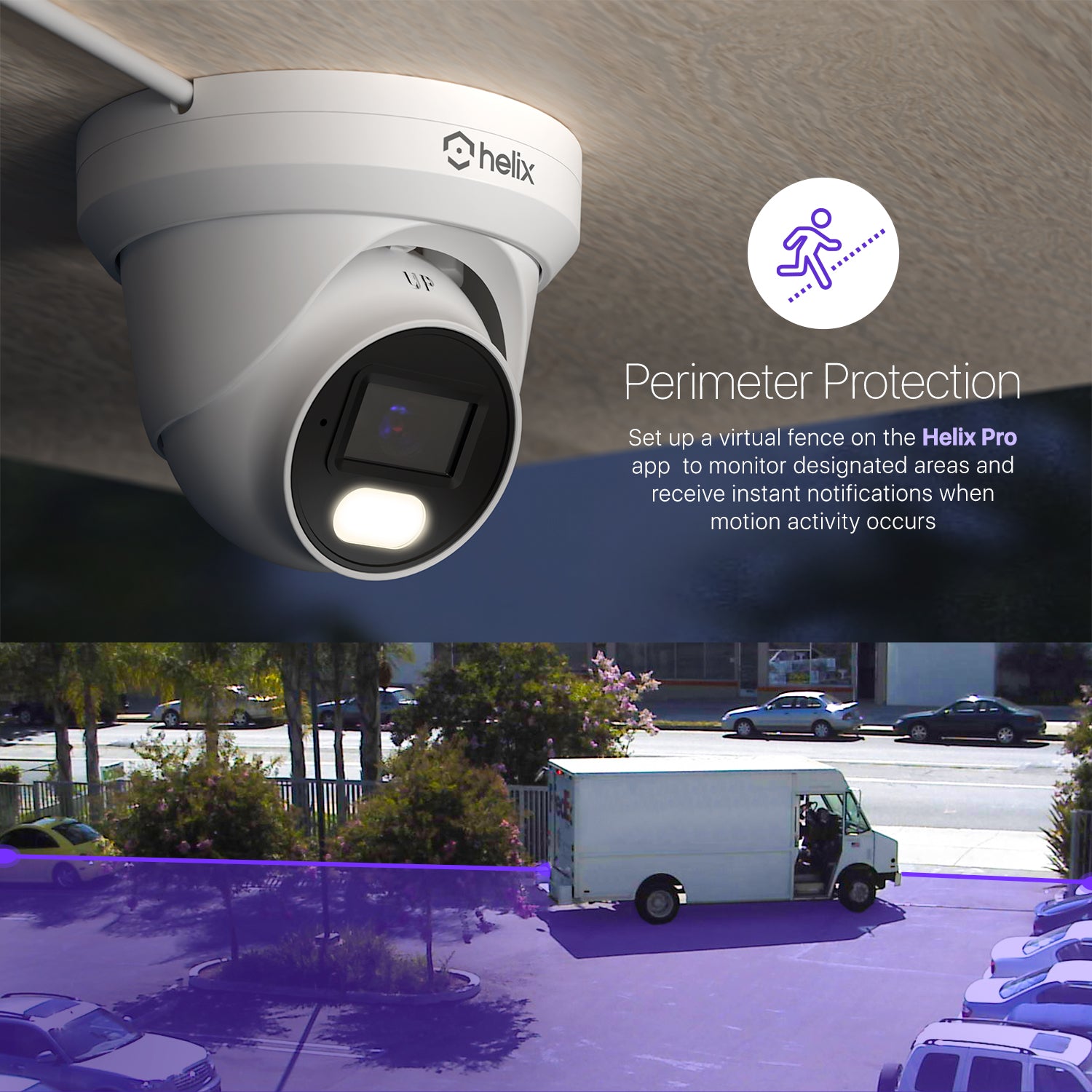 Helix 5MP Security AI IP PoE Camera, 98ft Night Color, Human Detection, NDAA Compliant, Indoor Outdoor Surveillance Turret, Built in Mic, Support 256GB MicroSD, Deterrent, HLX-IP5M-T103EW-AI