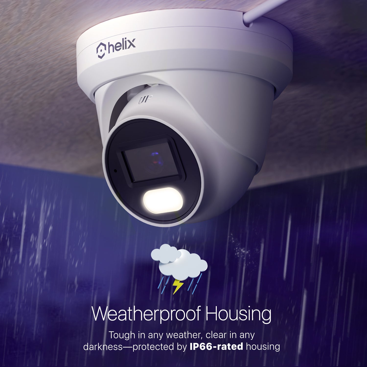 Helix 4K/8-MP Security AI IP PoE Camera, 98ft Night Color, Human Detection, NDAA Compliant, Indoor Outdoor Surveillance Turret, Built in Mic, Support 256GB MicroSD, Deterrent, HLX-IP8M-T303EW-AI