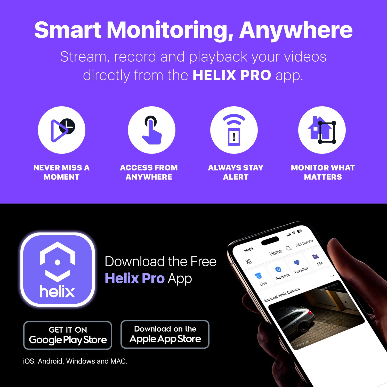 Helix 4K/8-MP Security AI IP PoE Camera, 98ft Night Color, Human Detection, NDAA Compliant, Indoor Outdoor Surveillance Turret, Built in Mic, Support 256GB MicroSD, Deterrent, HLX-IP8M-T303EW-AI