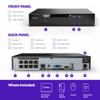 Helix 4K 8CH AI NVR (8-Port PoE), Smart NVR, Human Detection & Vehicle Detection - Supports 8 x 4K IP Cameras, Supports 1 x 8TB HDD (Not Included) HLX-NV3808E