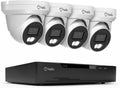 HELIX 5MP POE Security Camera System Outdoor, 8CH POE NVR, 4pcs 5MP Turret Cameras, IP66 Metal Turret IP Cameras, Built in Mic, Hard Drive Not Included, HLX-NV3808E-T103EW-AI4