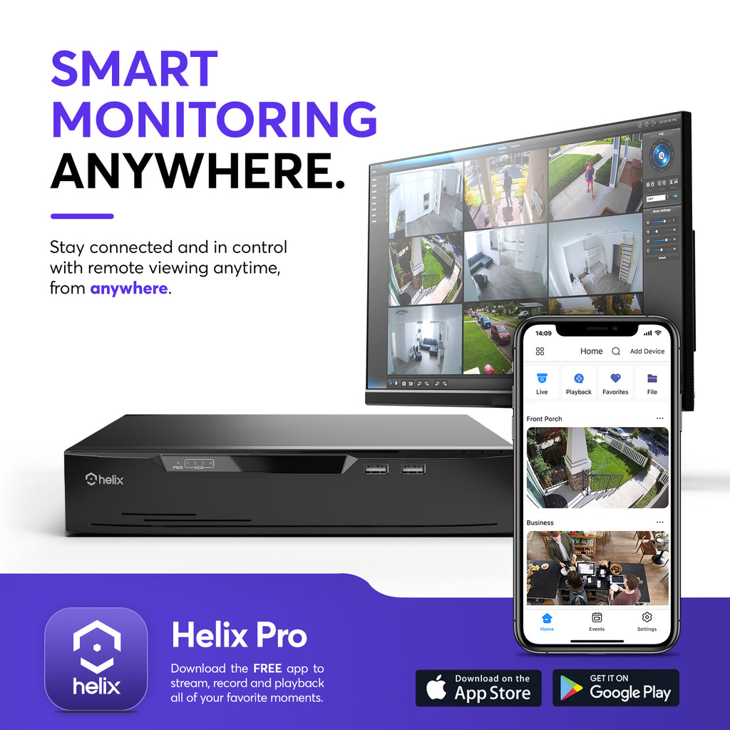 Helix 4K 32CH AI NVR, Smart NVR, Human Detection & Vehicle Detection - Supports 32 x 4K IP Cameras, Supports 4 x 16TB HDD (Not Included) HLX-NV3832-AI