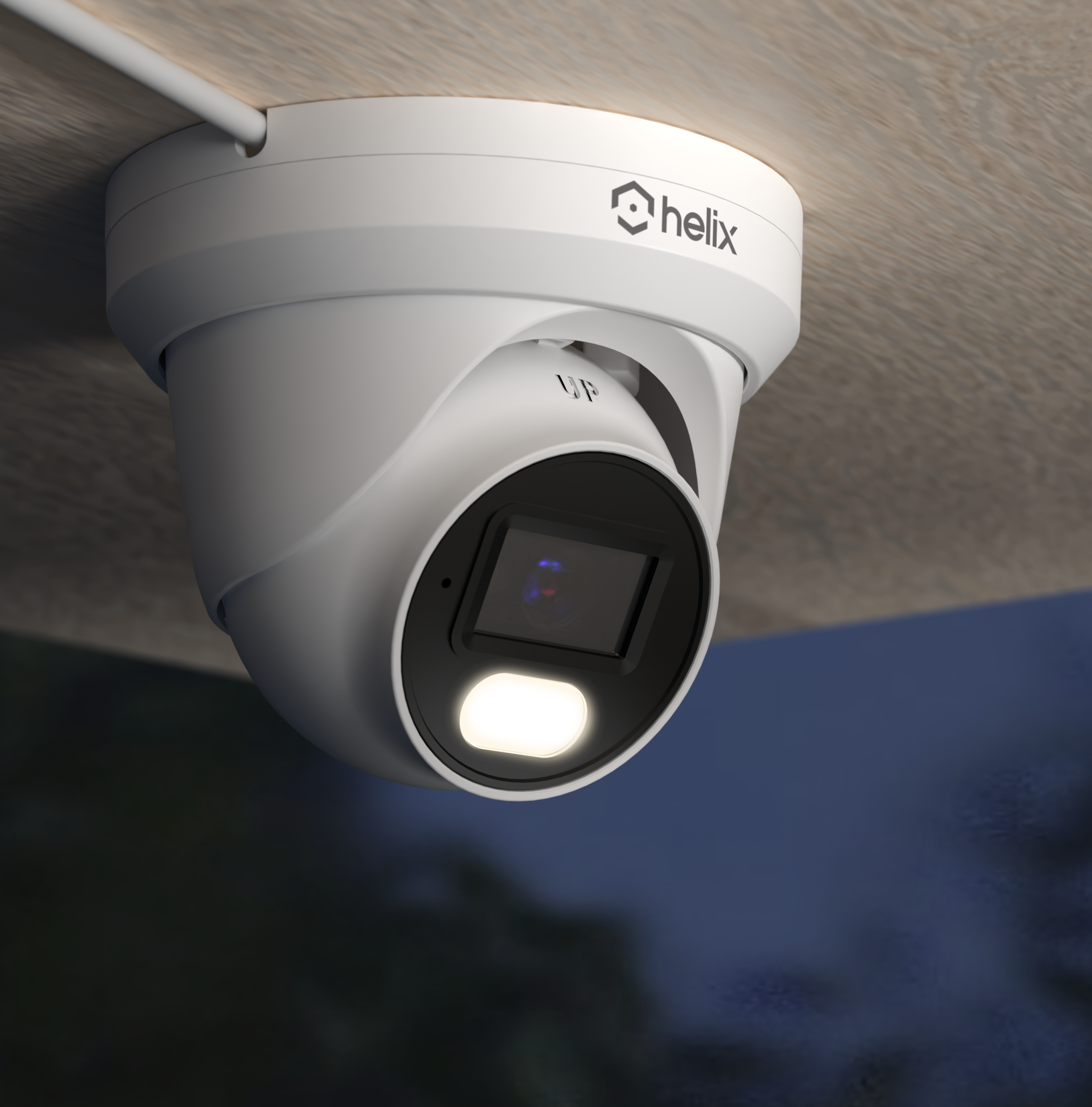 Helix 4K/8-MP Security AI IP PoE Camera, 98ft Night Color, Human Detection, NDAA Compliant, Indoor Outdoor Surveillance Turret, Built in Mic, Support 256GB MicroSD, Deterrent, HLX-IP8M-T303EW-AI